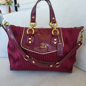 Coach Burgundy Satchel with Gold Accents